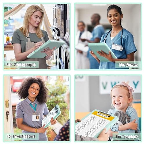 ANZNKU Clipboards with Storage, 13x9.6 Heavy Duty Nursing Clipboard Foldable, Plastic Storage Clipboard with Pen Holder, Cute Clip Board Folder for Teacher Nurse Work, School & Office Supplies(Green) thumbnail 7