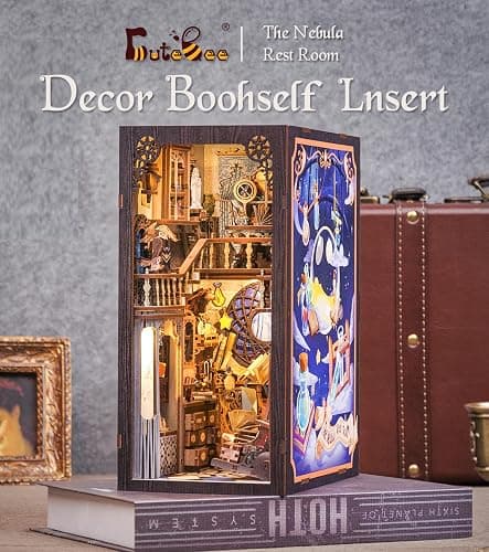 CUTEBEE Book Nook Kit - DIY Miniature House Kit for Adults and Teens, Dollhouse Booknook Tiny House Model Build Bookshelf Decor, Gifts for Family, Friends thumbnail 7