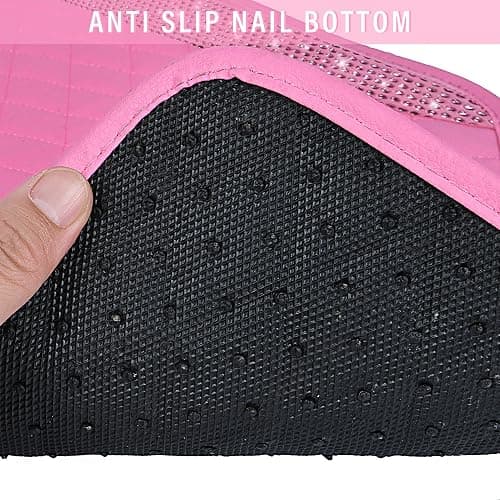 CAR PASS Bling Leather Car Mats Shining Diamond Floor Mats Crystal Rhinestones Sparkly Glitter Carpet Anti-Slip Waterproof Pad Universal Fit for Automotive SUV, Sedan, Van, 5pcs for Girl Women Pink thumbnail 7