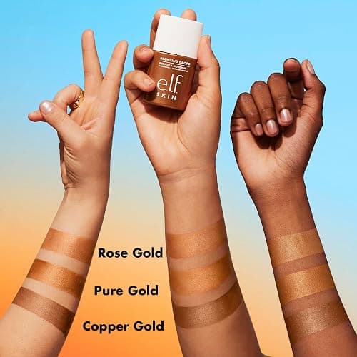 e.l.f. SKIN Bronzing Drops, Liquid Bronzer For Face & Skin, Creates A Sun-Kissed Glow, Infused With Vitamin E, Vegan & Cruelty-Free, Pure Gold thumbnail 4