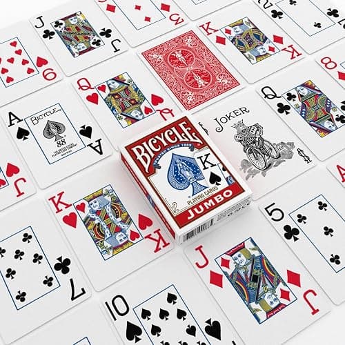Bicycle Jumbo Index Playing Cards , 2 Pack Large Print Poker Size Deck of Cards for Easy Reading, Family Card Games, and Casino Play thumbnail 5