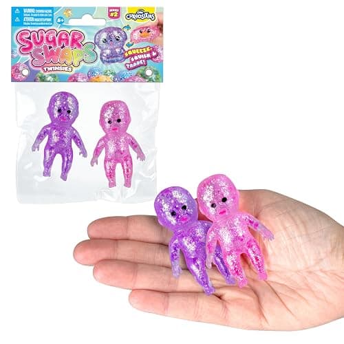 ORB Curiosities Duck and Babies Sugar Swaps 2 Pack - 4 Sparkly Sugar Duck and Baby Squishy Toys to Stretch, Squeeze, Collect, and Trade - Fun Stress Relief, Sensory and Fidget Toys for Kids and Adults thumbnail 4