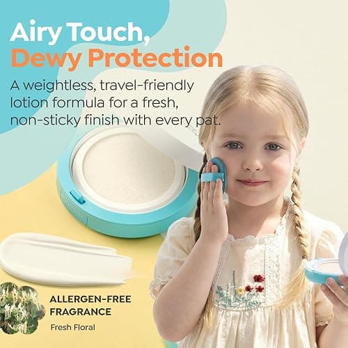 GOONGBE Moisture Sun Cushion Mild SPF 50 - Korean Moisturizing & Soothing Zinc Oxide Mineral Sunscreen - Travel Friendly Sun Cushion for Babies & Kids - Vegan, Reef-Safe, Allergen-Free, 0.81oz. thumbnail 6