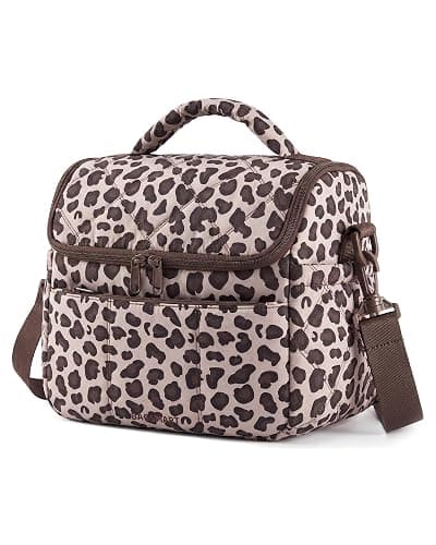 BAGSMART Insulated Lunch Bags for Women, Cute Quilted Lunch Box, Lightweight Puffy Padded Waterproof Lunch Tote, Reusable Lunch Cooler for Work Picnic Travel, Leopard - Image 1