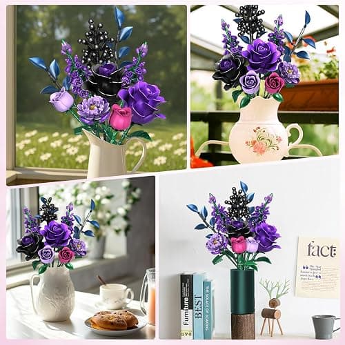 MITIZBLOX Kit de Construcción de Ramo de Flores, Colección Botánica de Rosas Artificiales, Decoración del Hogar y Regalos para San Valentín/Día de la Madre, Juguete para Niñas Mujeres Adultos Niños 6+ thumbnail 7