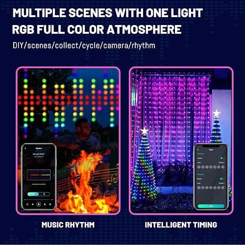 HXWEIYE 300LED Fairy Curtain Lights, 9.8x9.8Ft USB Plug-in 8 Modes Christmas String Hanging Lights with Remote for Bedroom Backdrop Wedding Indoor Wall Decor, RGB Color Changing, Standard – 1 Pack thumbnail 4