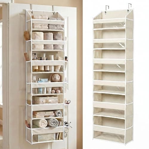 HOMELUX THEORY UPGRADED 6 Tiers Over The Door Organizer Hanging - 100D EXTRA THICK & 50lbs HUGE CAPACITY, 12 Side Mesh Pockets Over The Door Shoe Organizer, Hanging Closet Organizer (Ivory, 1pc) - Image 1