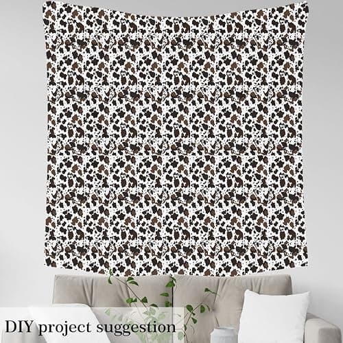 Manfei Cow Print Fabric by The Yard, Brown White Cow Fur Print for Craft & DIY, 1 Yard Pre-Cut,36" L x 59" W,No Stretch thumbnail 3