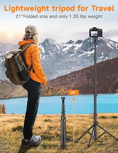 Phone Tripod, 86" Tall Tripod for iPhone with Flexible Gooseneck & Remote, Portable Aluminum Cellphone Stand for Selfies, Video Recording,Travel, Compatible with iPhone Android thumbnail 6