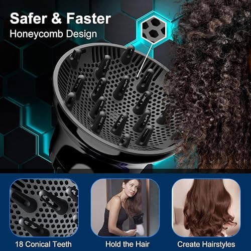 Hair Diffuser, AISEELY Universal Diffuser Hairdryer for Curly Hair, Adjustable Hair Dryer Diffuser Suitable for 1.57 to 2.7in Hair Dryer Nozzles for Hair Styling, 1.0 count thumbnail 2