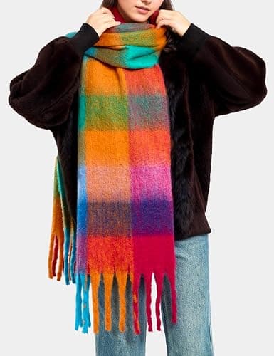Topgalaxy.Z Winter Scarf for Women, Big Thick Colorful Scarves, Oversized Soft Blanket Wrap, Extra Long Large Cozy Scarves for Cold Weather thumbnail 4