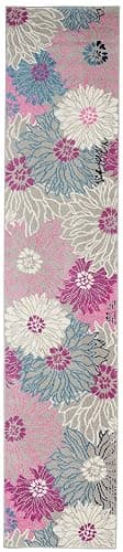 Nourison Passion Grey 2'2" x 10' Area Rug, Floral, Farmhouse, Easy Cleaning, Non Shedding, Bed Room, Living Room, Dining Room, Kitchen, (10' Runner) thumbnail 2