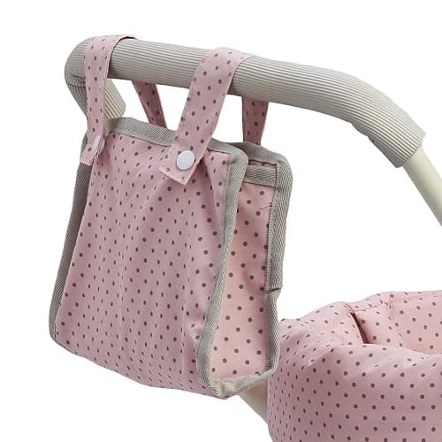Olivia's Little World Buggy-Style Baby Doll Stroller with Retractable Canopy, Storage Underneath, Detachable Bassinet, Travel Nursery Bag, Comfortable to Push, Pink and Gray thumbnail 11
