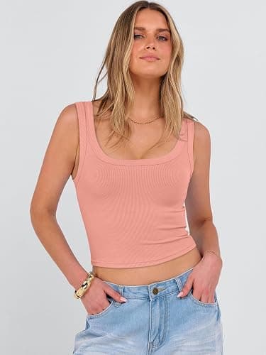 ANRABESS Womens Crop Tank Tops, Soft Breathable Ribbed Slim Fit, Comfy for Basic,Casual,Going Out&Daily Wear thumbnail 2