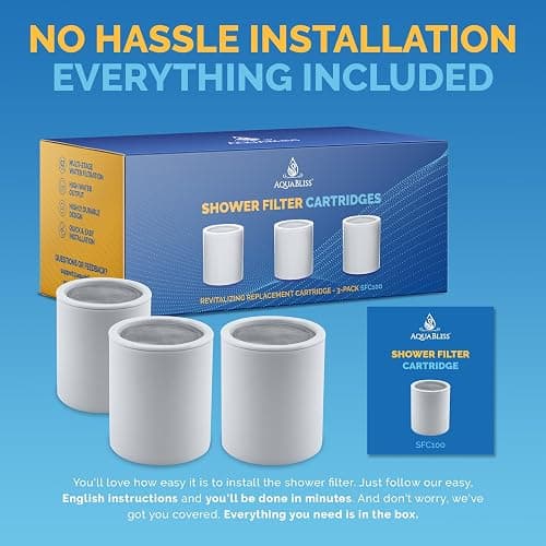 AquaBliss High Output Shower Filter Replacement Cartridge – Reduces Chemicals & Chlorine, Restores pH Balance, Glowing Skin, Strong Nails & Shimmering Hair – 3-Pack (SFC100) thumbnail 4