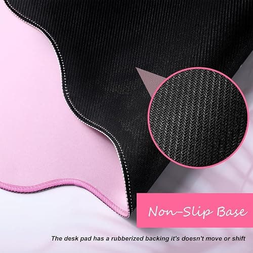Hahafelt Scalloped Desk Mat Large Scalloped Piping Cute Desk Mat Aesthetic Preppy Table Pad Large Nonslip Pad with Edge Stitching Waterproof Gaming(Pink,31.5 x 15.75 Inches) thumbnail 4