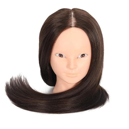 Mannequin Head 70% Real Hair for Cosmetology Practice | For salon training & makeup practice, includes mannequin doll head stylist cosmetology learning tool realistic hair texture thumbnail 6