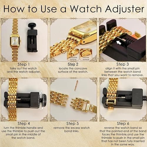 GZIXBDA 6 Pack Gold Watches for Women, Vintage Bracelet Watches with Round Oval Heart & Square Case Roman Dials Expansion Band Water Resistant thumbnail 7