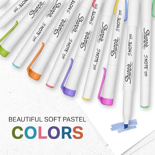 Sharpie S-Note Duo Dual-Tip Creative Highlighters, Assorted Mild Colors, No Bleed, Fine and Chisel Tips, Includes Stand-Up Easel, 16 Count thumbnail 6