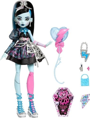 Monster High Scary Sweet Birthday Doll, Frankie Stein in Black Party Dress with Themed Accessories Like Invite, Balloon, Toy, Lipstick and More thumbnail 5