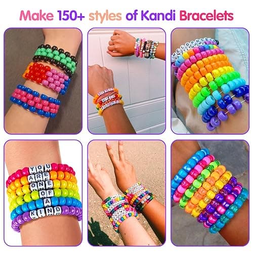 Redtwo 7 Boxes 5000 Pcs Pony Beads Kit, 144 Colors 6x9mm Kandi Beads for Friendship Jewelry Bracelet Making Kit, with 600+Pcs Letter Bead, DIY Crafts Gifts for Tween Girls Kids thumbnail 4
