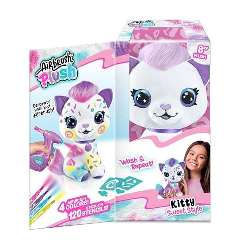 Canal Toys Personalize Airbrush Plush Large Kitty! Decorate, wash, Repeat! Customize Your own Spray Art Plush with Markers, Battery Powered Airbrush and 100+ Stencils. Ages 6+ thumbnail 3