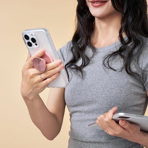 PopSockets PopGrip for MagSafe, Magnetic Phone Grip & Stand, Swappable Top, Secure Grip for iPhone MagSafe Cases, Kickstand for Hands-Free Viewing, Wireless Charging Compatible - Dusty Rose - MagSafe - Dsuty Rose thumbnail 3