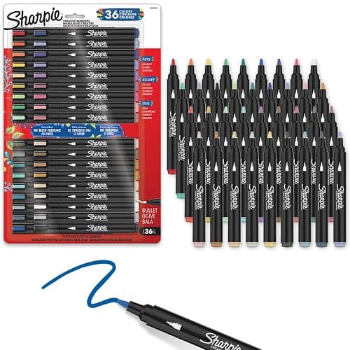Sharpie Creative Markers Variety Pack, Water-Based Acrylic Paint Markers, Bullet Tip, Assorted, 36 Count - Image 1