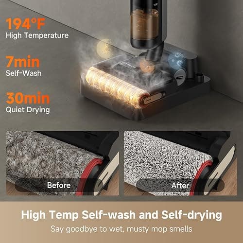 DREAME H12 Pro Gen2 Vacuum Mop, 0 Tangle Wet Dry Vacuum Cleaner, Cordless Vacuum Mop All-in-One for Hard Floors, 180° Lie-Flat Floor Cleaner Machine with 194°F Hot Self-Cleaning, 50Mins Runtime thumbnail 5