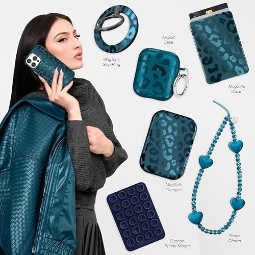 VELVET CAVIAR for iPhone 15 Pro Max Case - Compatible with MagSafe - 10ft Drop Tested - Metallic Navy Blue Leopard thumbnail 2