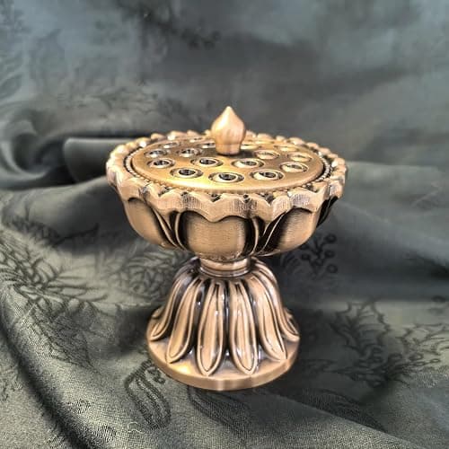 Wavedolphin Porte Encens,Design Fleur de Lotus en Métal,Bruleur Encens pour Méditation,Yoga,Zen,Aromathérapie thumbnail 6