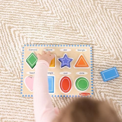Melissa & Doug Shapes Wooden Chunky Puzzle (8 pcs) Color Matching Shape Sorter Toys for Toddlers Ages 2+ - FSC Certified thumbnail 10