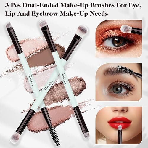 START MAKERS Makeup Brush Set 5Pcs, Dual-Ended Foundation Contour Concealer Blush Powder Bronzer Eyeshadow Brushes for Liquid, Cream, Powder, Blending, Buffing, Stippling Face Make up Tools thumbnail 4
