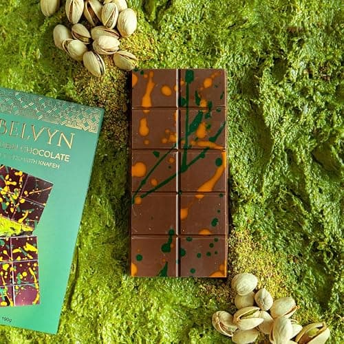 Belvyn Dubai Chocolate Bar Pistachio Deluxe 7 oz Bar, Rich Milk Chocolate, Luxurious Pistachio Filling with Crisp Kataifi Threads, Iconic Dubai Knafeh Treat thumbnail 2