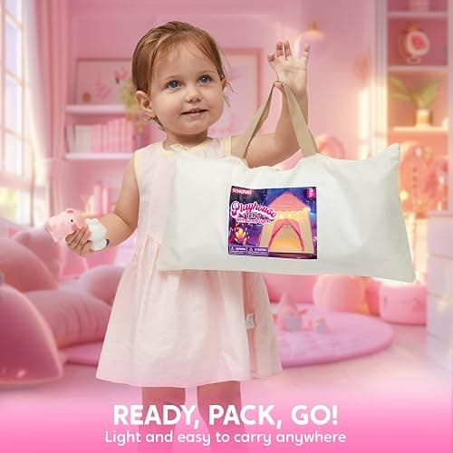 JOYIN Pink Princess Tent for Girls with LED Star Lights-Indoor & Outdoor Large Playhouse Kids Castle Play Tent for Children Indoor and Outdoor Games thumbnail 2