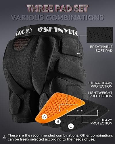 SHINYPRO Protective Padded Shorts for Snowboarding and Skating,Tear Resistance Butt Pad Heavy Duty Protection thumbnail 2