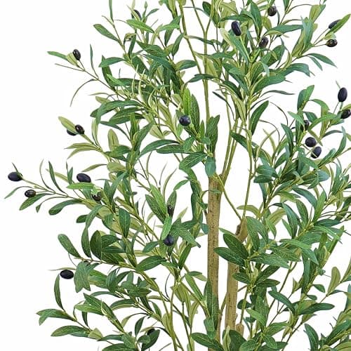 HZXGCP Olive Tree Artificial Indoor, 6ft, Green, Bendable Branches, Realistic Fruits, Easy Assembly, Low Maintenance - Multi-pole Olive Tree - 6ft thumbnail 3