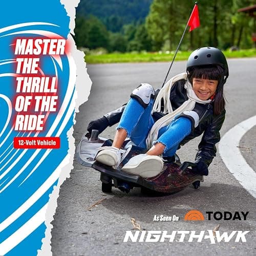 Rollplay Nighthawk Electric Ride On Toy for Ages 6 & Up with 12V 7AH Rechargeable Battery, Side Handlebars for Steering, Tall Rear Safety Flag, and a Top Speed of 6.5 MPH, White thumbnail 3