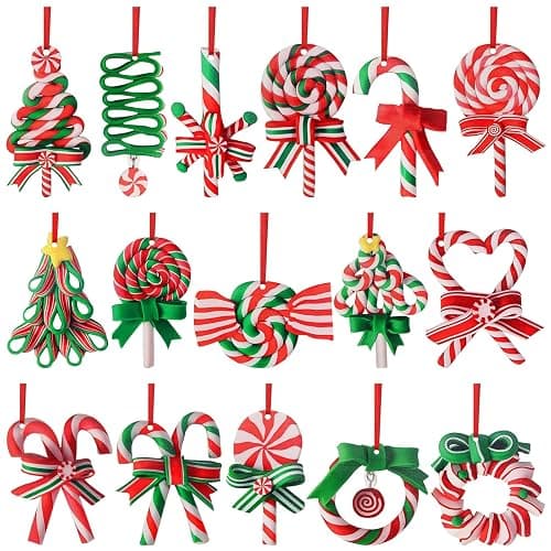 16PCS Christmas Lollipop Ornaments, Cane Hanging Christmas Ornaments Colorful Peppermint Candy Ornaments for Xmas Tree Party Home Party - Image 1