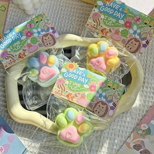4 Pack Taba Squishy Toys for Kids Party Favors,Colorful Cat Paw Squishy Fidget Toy Silicone Squeeze Toys,Birthday Decorations for Kids, Stress Relief Toys for Boys Girls thumbnail 4