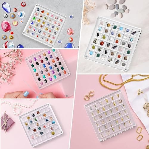 XANGNIER Acrylic Magnetic Seashell Display Box,Clear Sea Shell Display Box,Beach Magnet Storage Organizer Case for Seashell Diamond Beads,36 Grids,Transparent,1 Pack thumbnail 7