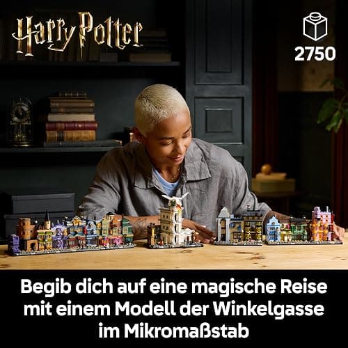 LEGO Harry Potter Die Zauberläden der Winkelgasse - Miniaturstraße zum Ausstellen - 12 Mikrofiguren zum Sammeln, inkl. Harry Potter, Draco Malfoy, Hermine Granger - Geschenk für Erwachsene 76444 thumbnail 3