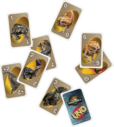 Mattel Games UNO Jurassic World Rebirth Card Game in a Collectible Tin for Kids, Adults & Family with Special Rule & Images Inspired by The Movie thumbnail 3