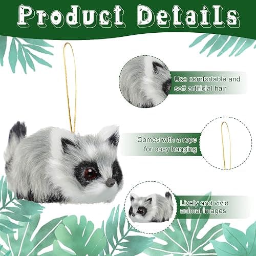 8 Piece Plush Animal Ornament Set - Woodland Fur Animal Friends - Xmas & Holiday Hanging Decorations thumbnail 4