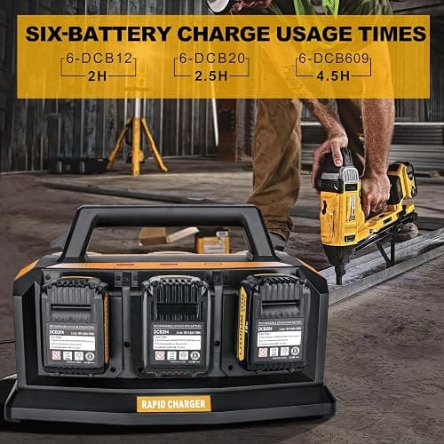 20V Max Battery RapidMeanwhile Fast Charger 6-Ports,Charger Station forDewalt 20V/60v MMaxBatterySimultaneousCharging of 6 Port Each3A,Compatible with Dewalt12V/20V 60v Multi BatteryTools thumbnail 6