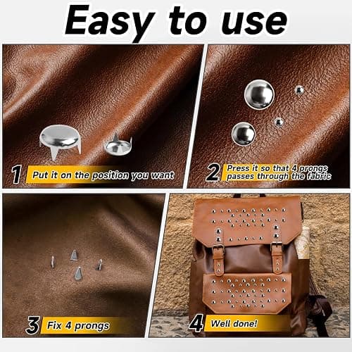 SBYURE 300 Pieces Round Dome Studs 5 Sizes Silver Studs for Clothing Metal Spike Studs for Leather Craft Clothes Belt Bag Shoes Bracelet Dog Collar Accessories DIY thumbnail 5