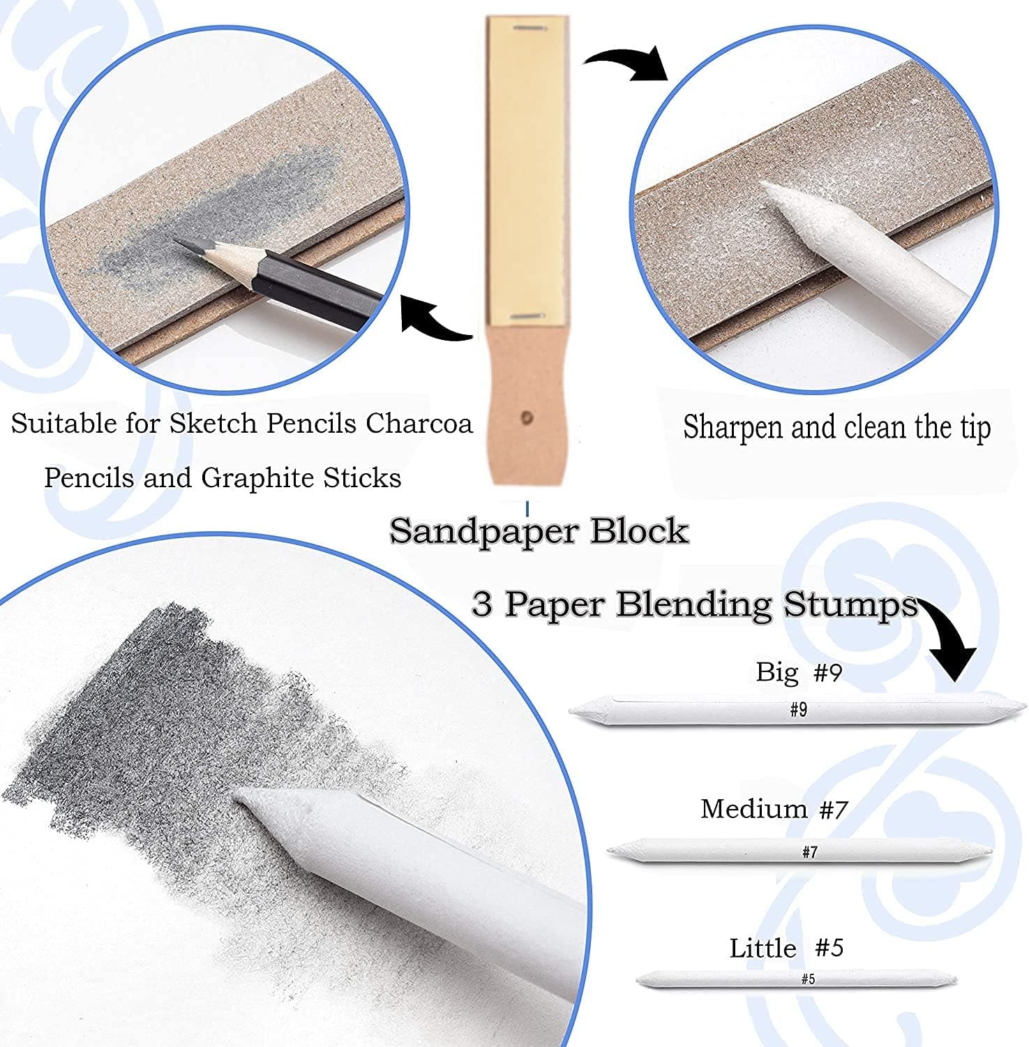 Conjunto profissional de lápis de cor ToneGrip para desenho e esboço com 72 unidades, lápis de cor grafite, ferramenta de haste de carvão, estojo de lona com zíper, para crianças adultos, adolescentes e artistas thumbnail 7