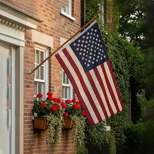 JRED 100% Cotton Vintage American Flags for Outside 3x5 FT Tea Stained US Flag Heavy Duty Outdoor USA Fade Resistant Embroidered Stars Sewn Stripes, Brass Grommets thumbnail 2