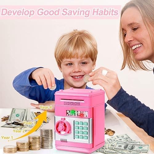 Refasy Piggy Bank Cash Coin Can ATM Bank Electronic Coin Money Bank for Kids Age 3-12, Money Savings Box Mini ATM Coin Bank Toys Gifts for 3 4 5 6 7 8 9 10 11 12 Year Old Boys Girls thumbnail 3