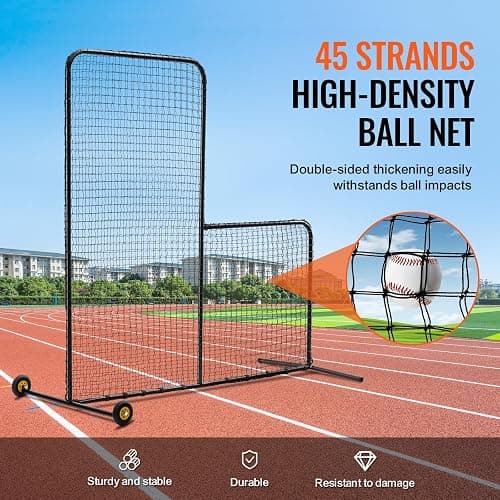 VEVOR Batting Screen - Baseball & Softball Protector with Carry Bag & Ground Stakes, Pitching Net for Pitchers Protection thumbnail 3